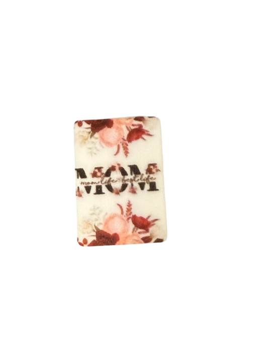 F/M23- (1)PC 1.1" Mom-mom life-best life- W/Flowers Focal Bead for DIY Keychains, Wristlets, Cup Charms, Car Charms ETC