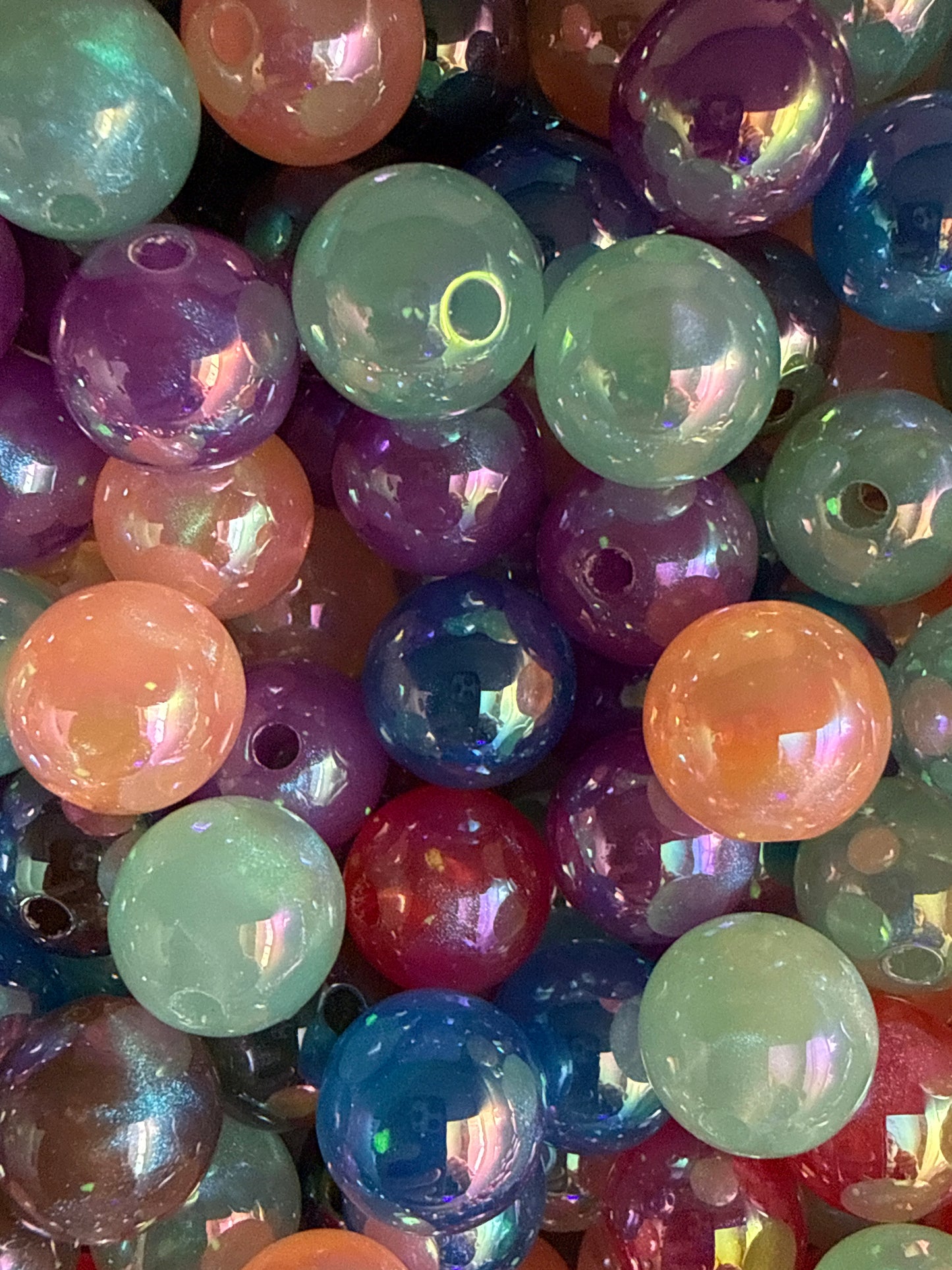 GGB2- (10PCS) 13mm STUNNING GLOW Pastel Light Colors Galaxy UVAB Rainbow Shimmer Beads for DIY