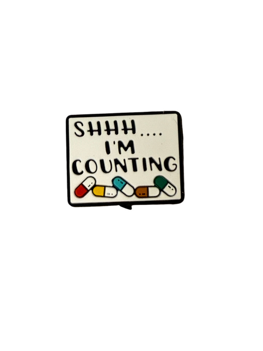 F/C25- (1)PC 1.1" SHHH.... I'M COUNTING Focal Bead for DIY Keychains, Wristlets, Cup Charms, Car Charms ETC