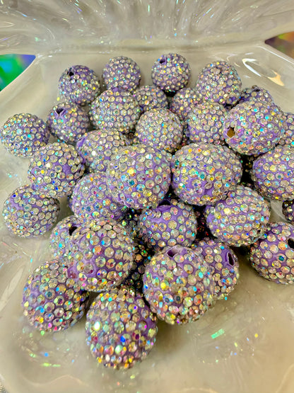 R13- (10PCS) 16mm Lavender AB Pave-rhinestones with Polymer Clay Core Beads for DIY