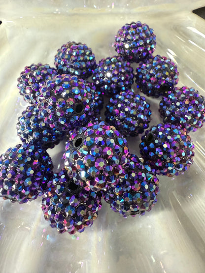 R28- (5PCS) 20mm Eggplant Purple/Royal Blue AB Bubblegum Acrylic RHINESTONE Beads for DIY