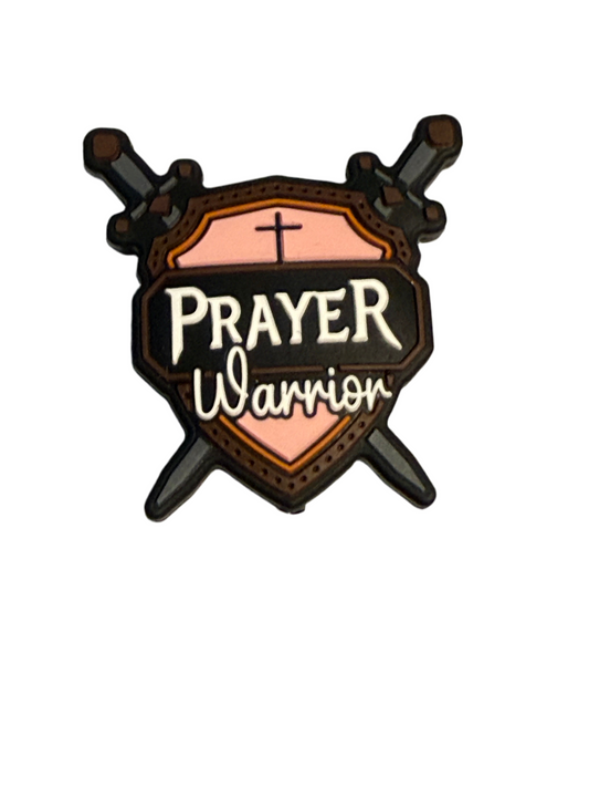 F/R13- (1)PC 1.3" PRAYER Warrior W/Shield/Swords Focal Bead for DIY Keychains, Wristlets, Cup Charms, Car Charms ETC