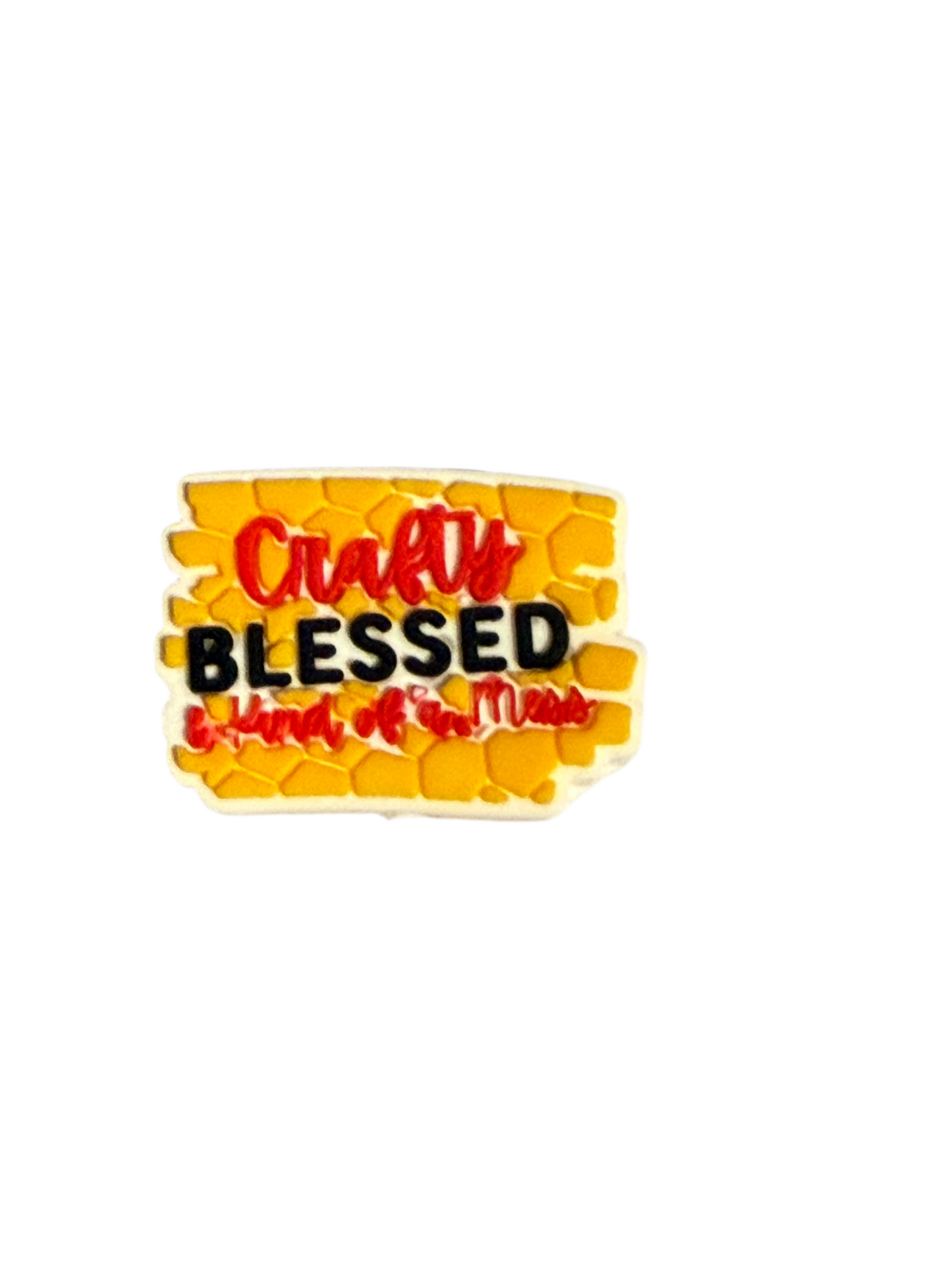 F/Q53 (1)PC 1.1" Crafty BLESSED & kind of a mess Focal Bead for DIY Keychains, Wristlets, Cup Charms, Car Charms ETC