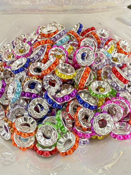 R77-(10PCS) 11mm Multi Color Pearl Round Style Acrylic/Plastic Spacer Beads for DIY