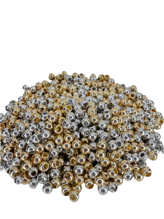 R90-(20PCS) 6mm Silver/Gold Spacer Plastic Beads for DIY