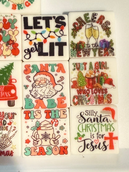 F/CHR8 (1)PC 1" Choose Your Style Christmas Quotes Focal Bead for DIY Keychains, Wristlets, Cup Charms, Car Charms ETC