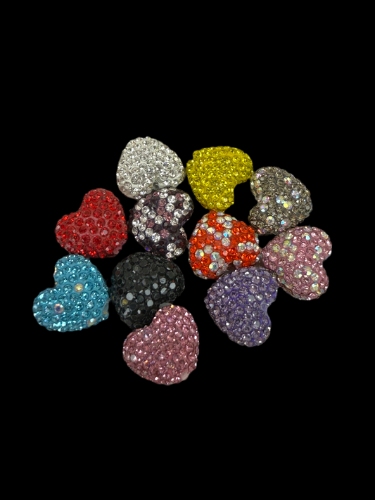 R49- (1PC) CHOOSE YOUR  COLOR- High Quality 15mm HEART Pave-rhinestones with Polymer Clay Core Beads for DIY