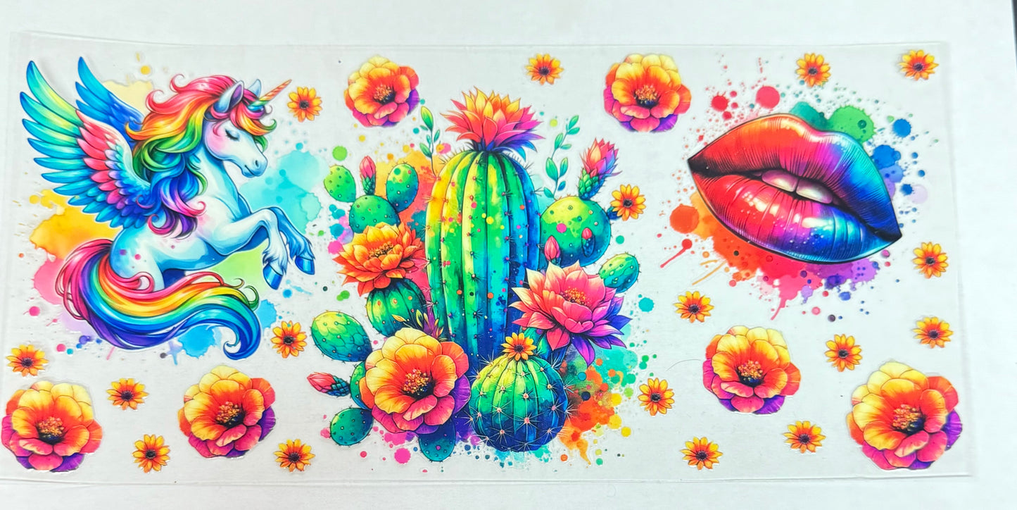 C611- (1PC) FLORAL/UNICORN/CACTUS 16OZ UV DTF Transfer Wrap/Sticker for Cup/Tumbler