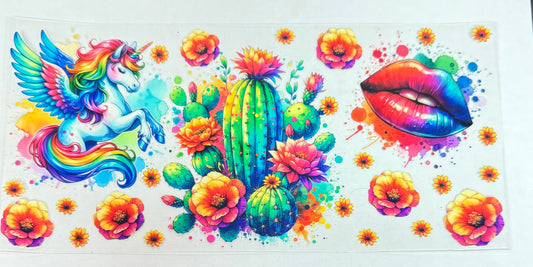 C611- (1PC) FLORAL/UNICORN/CACTUS 16OZ UV DTF Transfer Wrap/Sticker for Cup/Tumbler