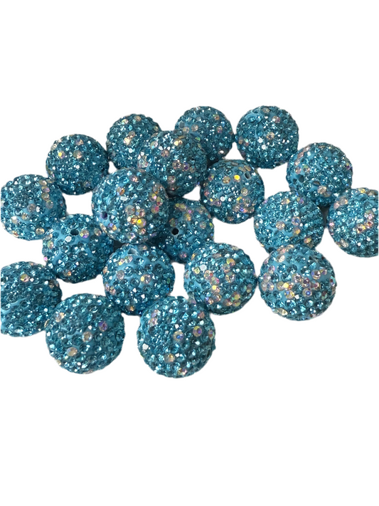 R36- (10PCS) 16mm Sky Blue AB Pave-rhinestones with Polymer Clay Core Beads for DIY