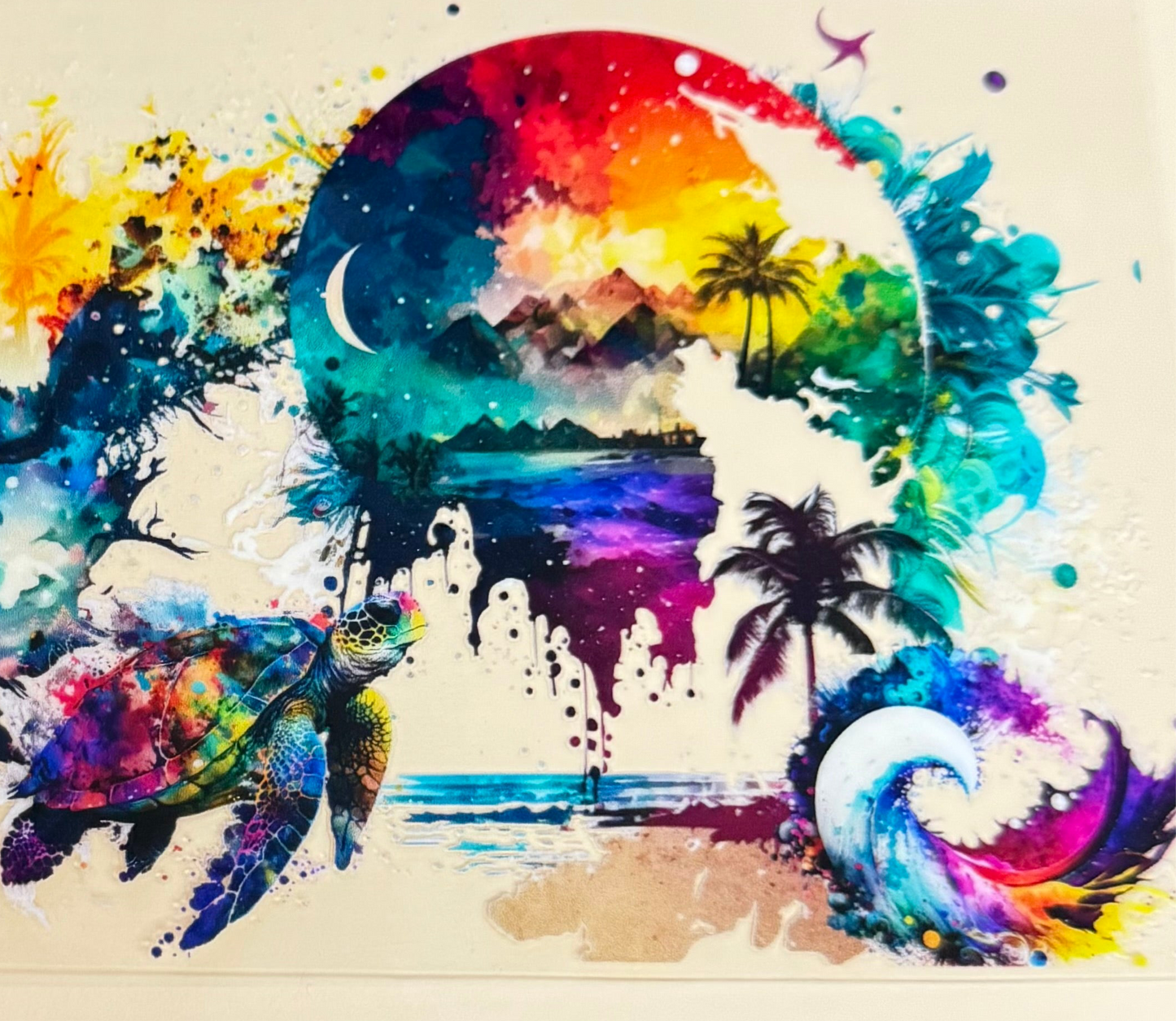 C411- (1PC) BEACH/MOUNTAIN/TURTLE 16OZ UV DTF Transfer Wrap/Sticker for Cup/Tumbler