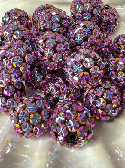 R41- (5PCS) 20mm STAR GALAXY Purple/Blue/Orange Chameleon Shimmer Color Bubblegum Acrylic Rhinestone Beads for DIY