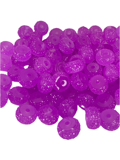 R55- (10PCS) 12mm NEON PURPLE Round Rondelle Style Spacer Plastic/Acrylic Beads for DIY
