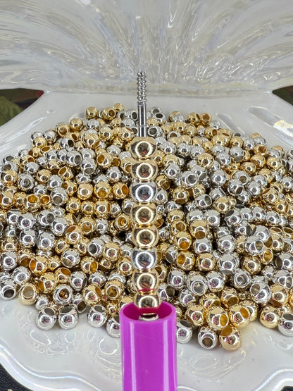 R90-(20PCS) 6mm Silver/Gold Spacer Plastic Beads for DIY