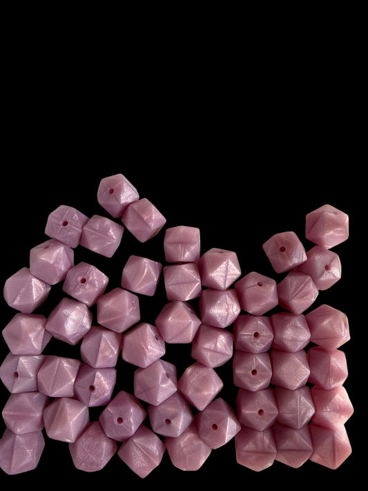 SILB26- (10PCS) 18mm Hexagon SHIMMERING OPAL LAVENDER Color SILICONE beads for DIY