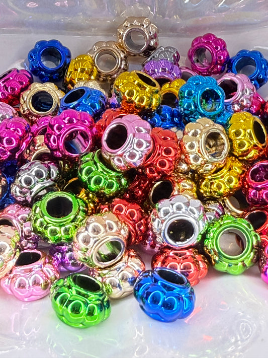 R92-(10PCS) 13mm Metallic Multi Color Lantern/Bumpy Lentils/Spacer/Wheel Plastic Beads for DIY