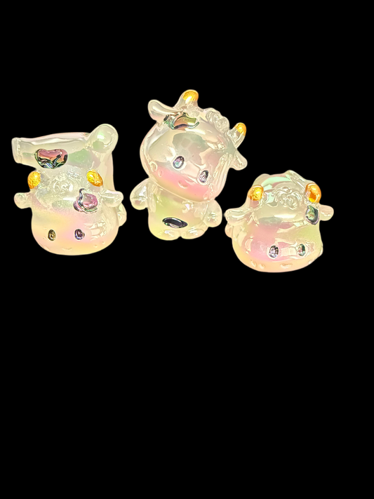SB2-30- (5PCS)  28mm UVAB Clear COW Luminous Glow Iridescent Rainbow Acrylic Beads For DIY