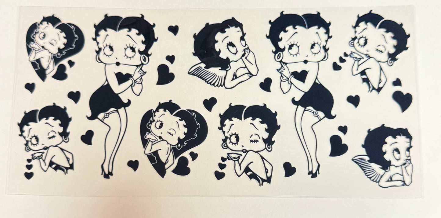 C514- (1PC) BETTY BOOP 16OZ UV DTF Transfer Wrap/Sticker for Cup/Tumbler