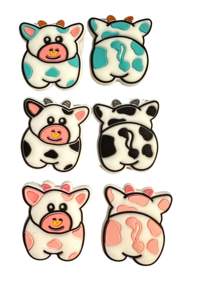 F/A28- (1)PC 1.1" Choose your color- COW Focal Bead for DIY Keychains, Wristlets, Cup Charms, Car Charms ETC