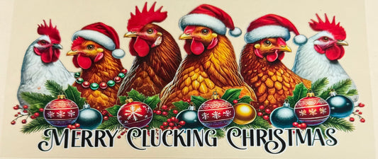 C445- (1PC) CLUCKING CHRISTMAS 16OZ UV DTF Transfer Wrap/Sticker for Cup/Tumbler