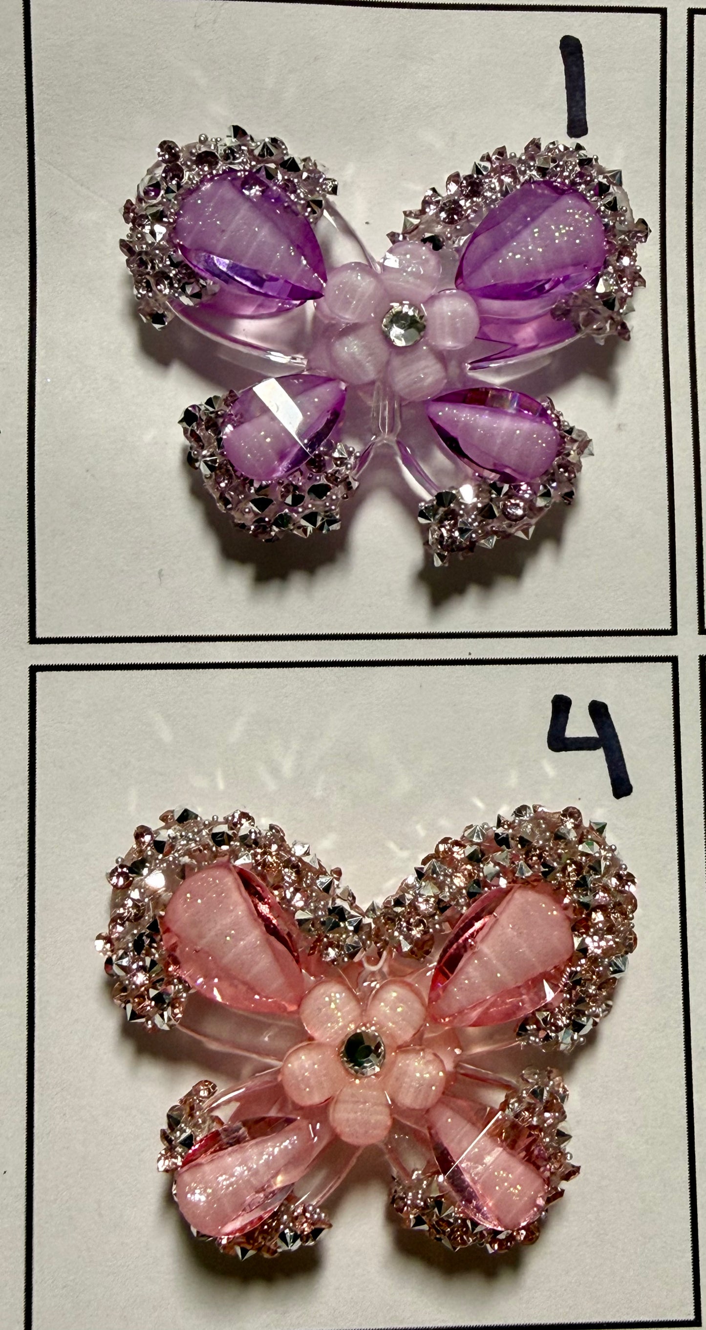 R129- (1PC) CHOOSE YOUR COLOR- 1.80" Sugar Coated W/Rhinestones FANCY Butterfly Focal Beads