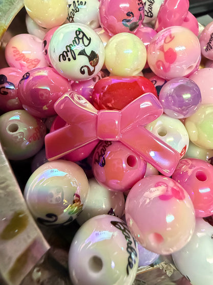 C/L B2- (100GM) UVAB mixed colors Pinks/Purple/White/Black/sizes/hearts/bows/balloon DOLL UVAB Acrylic Beads For DIY