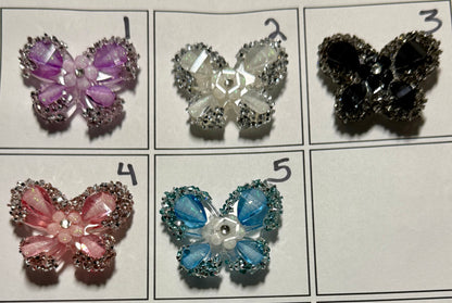 R129- (1PC) CHOOSE YOUR COLOR- 1.80" Sugar Coated W/Rhinestones FANCY Butterfly Focal Beads