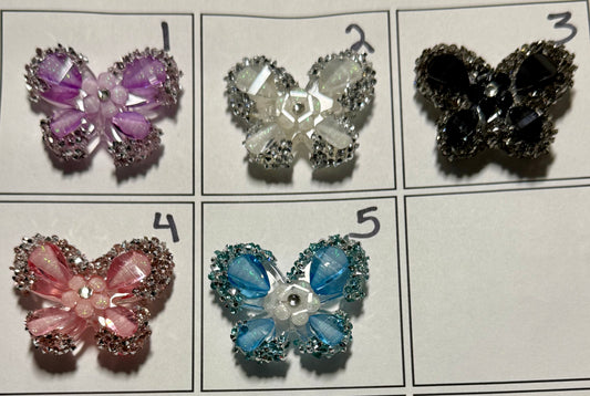 R129- (1PC) CHOOSE YOUR COLOR- 1.80" Sugar Coated W/Rhinestones FANCY Butterfly Focal Beads