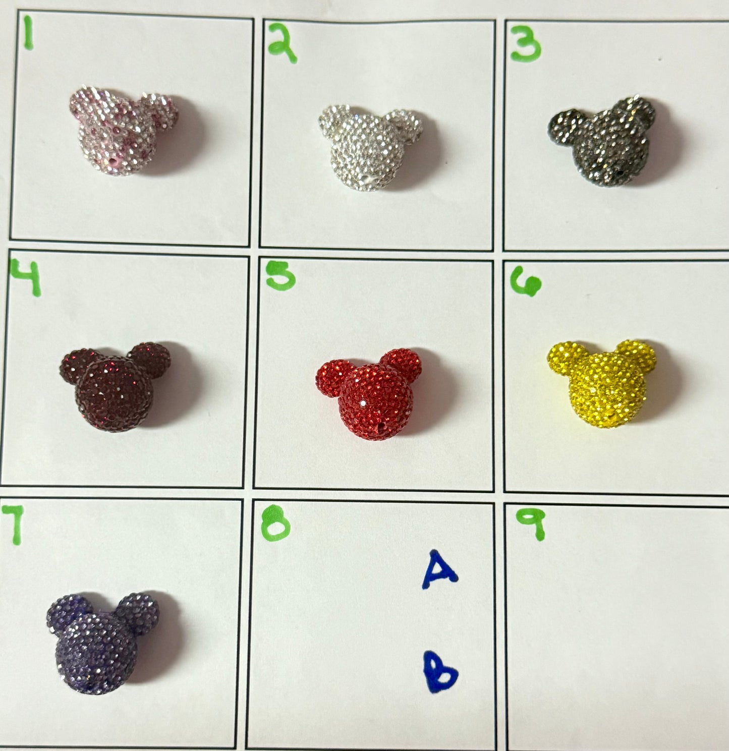 R110 (1PC)- Choose your color-25mm 3D Mouse Head High Quality Rhinestone Bead