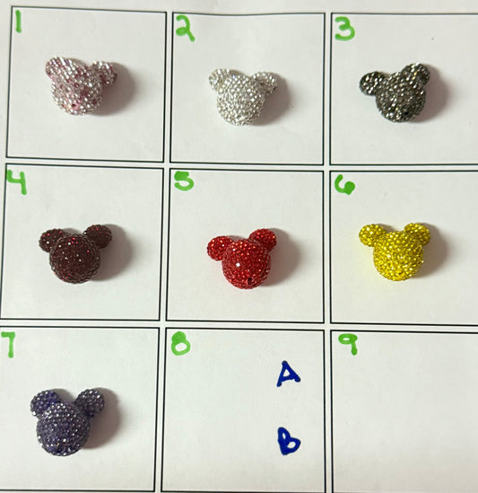 R110 (1PC)- Choose your color-25mm 3D Mouse Head High Quality Rhinestone Bead