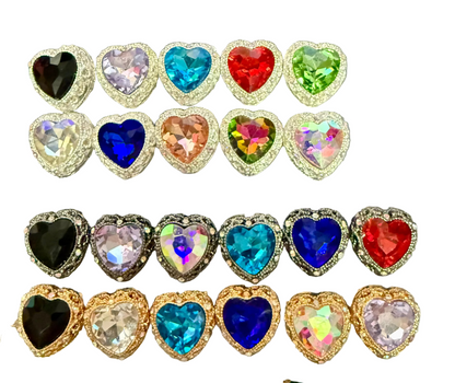 R97- (1PC) CHOOSE YOUR COLOR- High Quality ALLOY 19mm Heart Fancy Rhinestone Gemstone Sparkle Crystal Elegant Beads for DIY