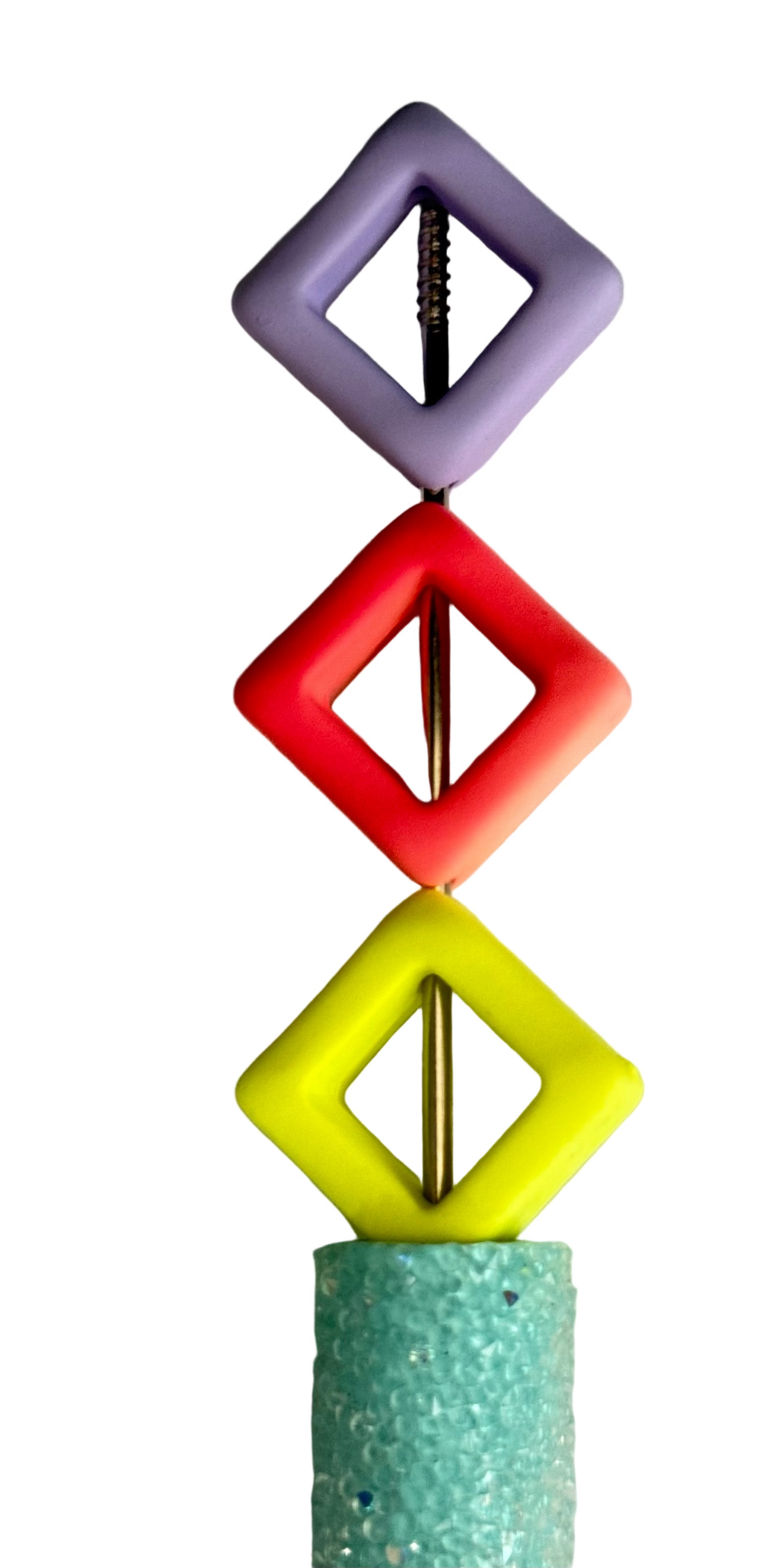FR3- (10PCS) 18mm 3D BRIGHT NEON Colors Diamond Shape Frame silicone touch Beads