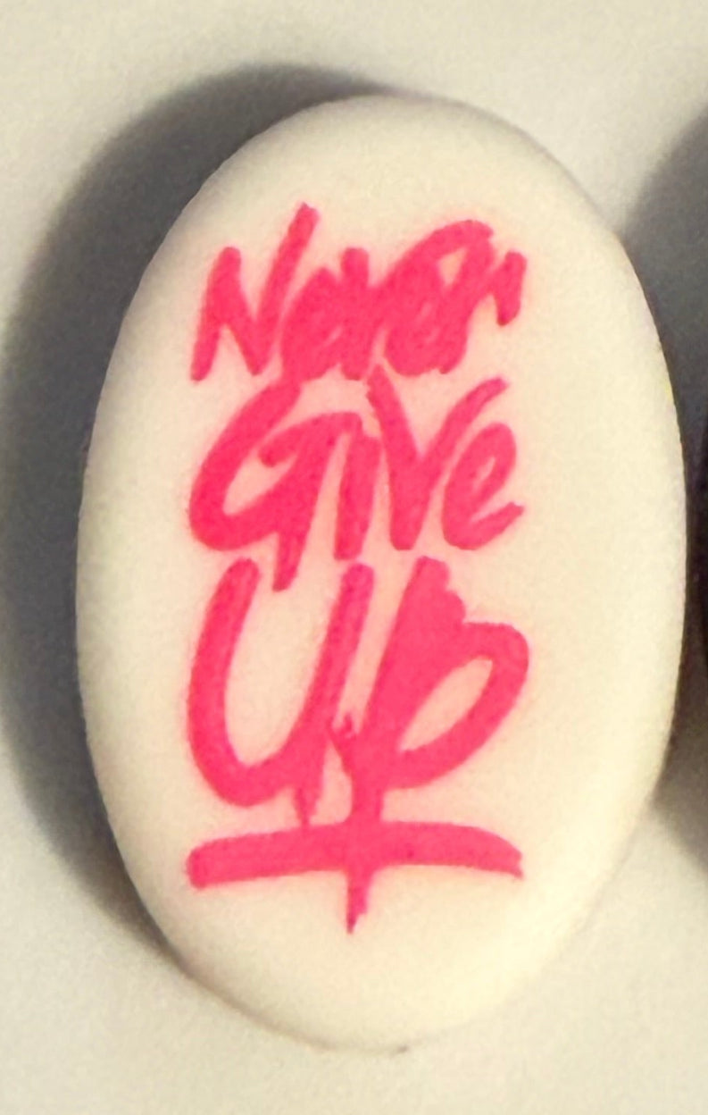 F/Q66 (1)PC 1.1" Choose Your Color- Never Give Up Focal Bead for DIY Keychains, Wristlets, Cup Charms, Car Charms ETC