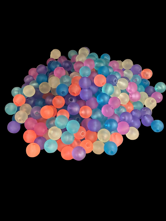 SB7- (20PCS) 7mm Round Matte Jelly Rainbow/Mix Acrylic Beads for DIY