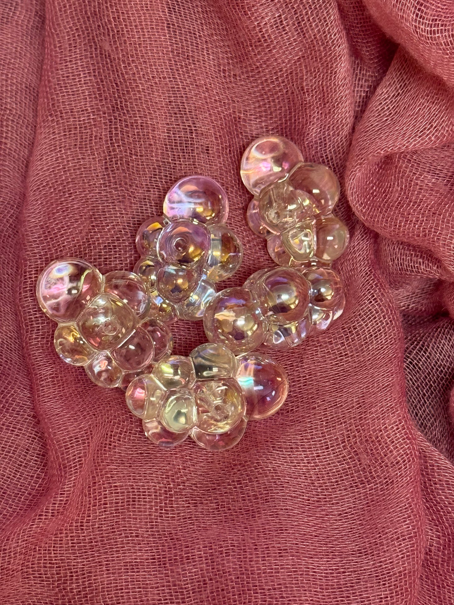 SB2-29- (10PCS)  24mm UVAB Clear CLOUD Iridescent Rainbow Acrylic Beads For DIY