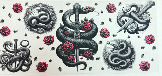 C609- (1PC) FLORAL SNAKES 16OZ UV DTF Transfer Wrap/Sticker for Cup/Tumbler
