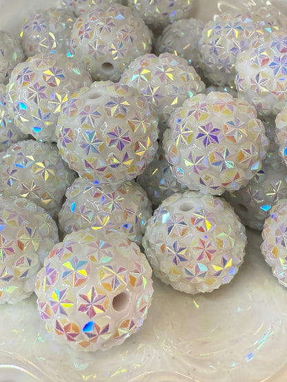 R42- (5PCS) 20mm STAR GALAXY White AB Shimmer Color Bubblegum Acrylic Rhinestone Beads for DIY