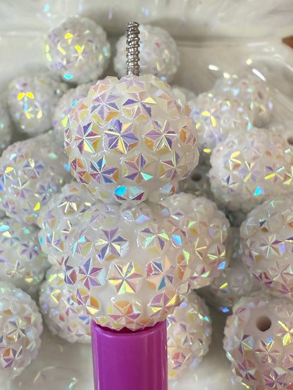 R42- (5PCS) 20mm STAR GALAXY White AB Shimmer Color Bubblegum Acrylic Rhinestone Beads for DIY