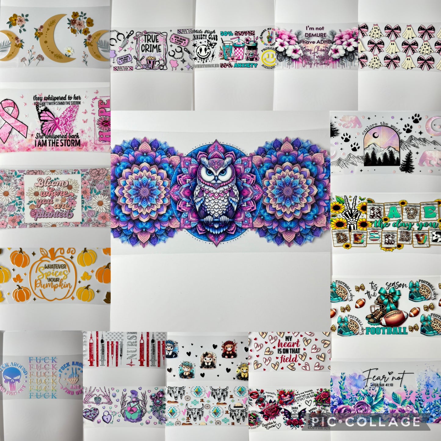 (25 PCS) UVDTF MIXED MYSTERY BUNDLE cup wraps 16 oz, mystery packs, bulk, wholesale, permanent stickers