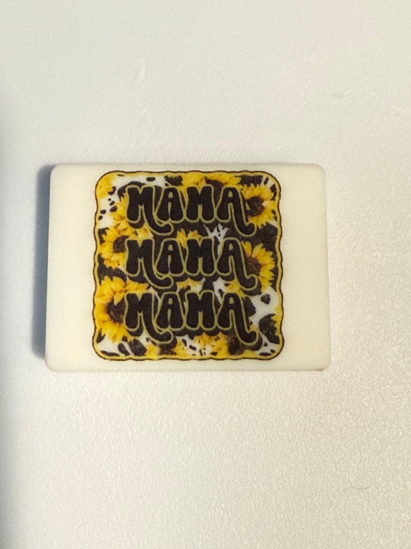 F/M14- (1)PC 1.2" MAMA W/Sunflowers Focal Bead for DIY Keychains, Wristlets, Cup Charms, Car Charms ETC