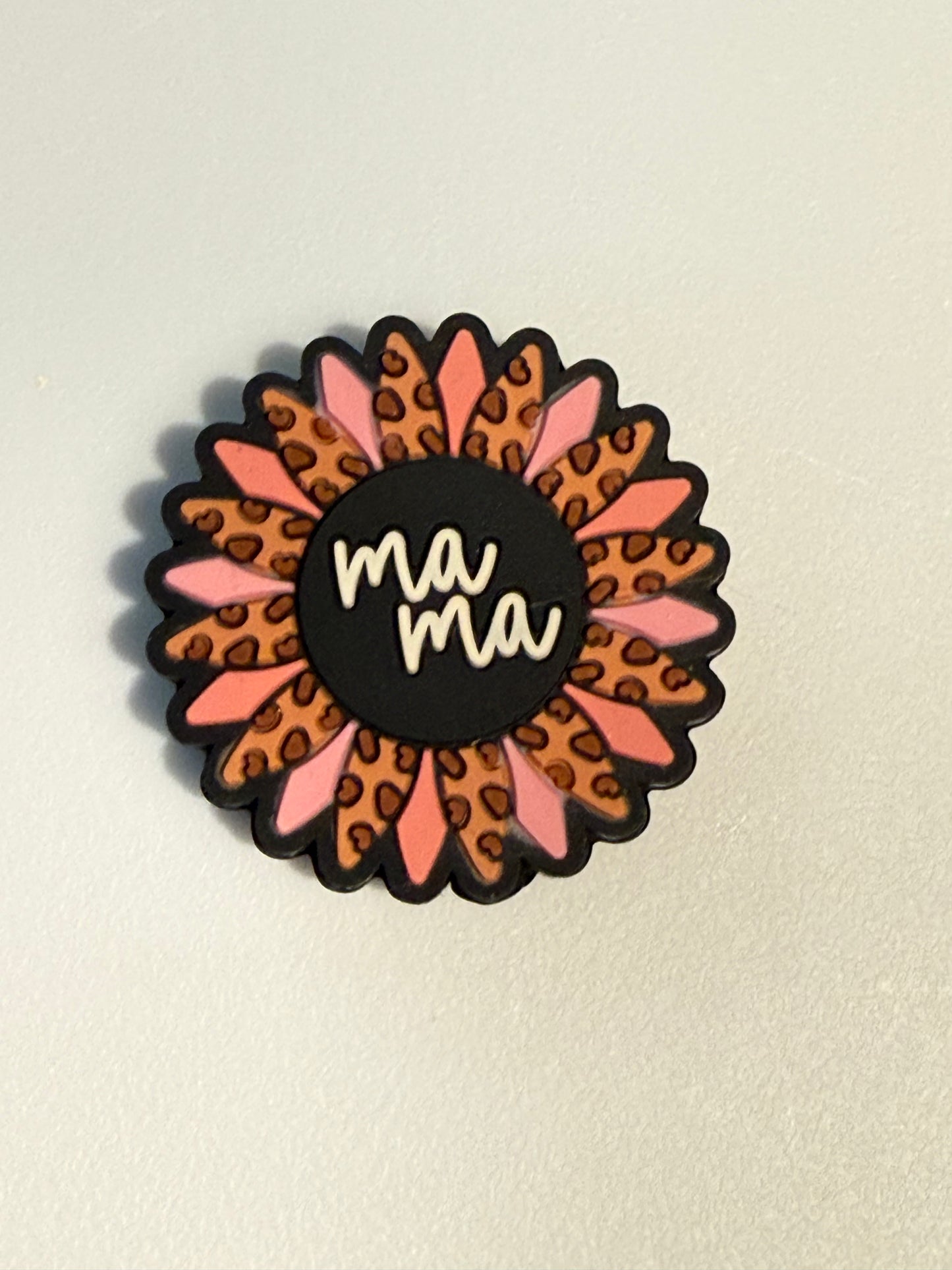 F/M17- (1)PC 1.1" Choose your color- MAMA W/Colorful Flower Focal Bead for DIY Keychains, Wristlets, Cup Charms, Car Charms ETC