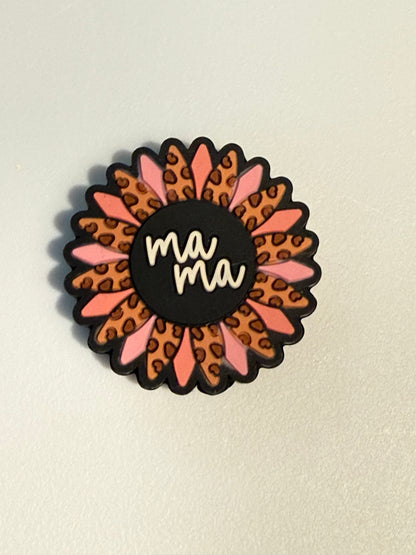 F/M17- (1)PC 1.1" Choose your color- MAMA W/Colorful Flower Focal Bead for DIY Keychains, Wristlets, Cup Charms, Car Charms ETC