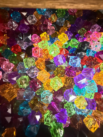 C25- (10PCS) 8mm 3D Hexagonal Prism Crystal Rainbow MIX Acrylic Beads For DIY