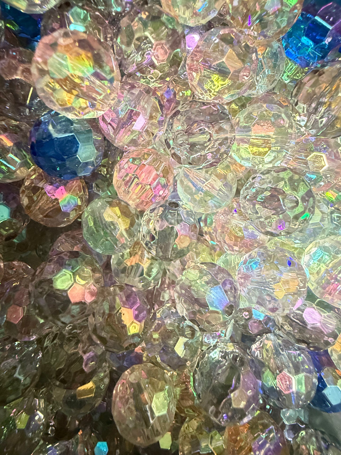B28- (10PCS) 15mm Clear Multicolor UVAB Potomac Faceted Disco Ball Acrylic Beads For DIY