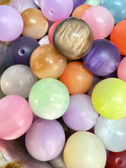 B41- (10PCS) 16mm Multicolored FROSTED CAT EYE Shimmer Glitter Round Acrylic Beads For DIY