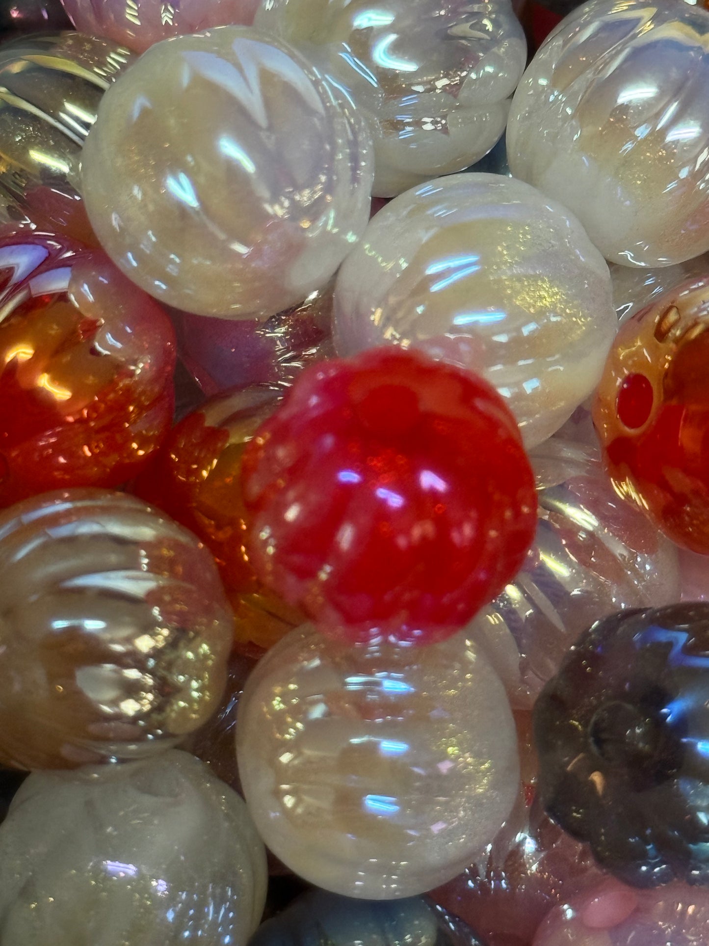 B60- (10PCS) 15mm Pumpkin/Latern Solid Galaxy Glitter Mix Acrylic Beads For DIY