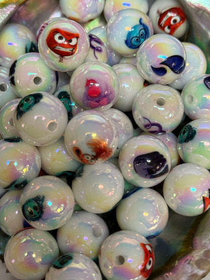 C/L B7- (10PCS) 15mm Inside Out MIX Round UVAB Iridescent Rainbow Acrylic Beads For DIY