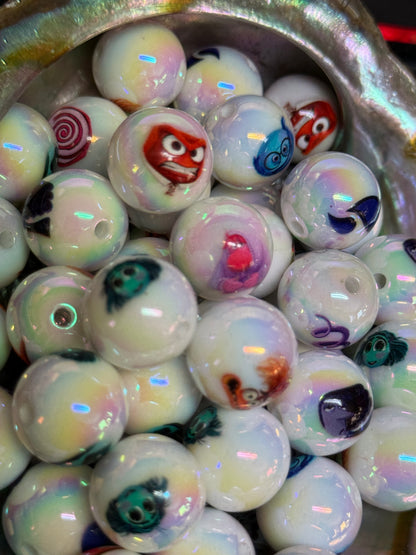 C/L B7- (10PCS) 15mm Inside Out MIX Round UVAB Iridescent Rainbow Acrylic Beads For DIY