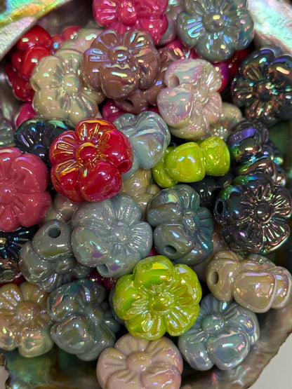 B/FL-4 (10PCS) 19mm 3D Flowers UVAB Mix Colors Acrylic Beads For DIY