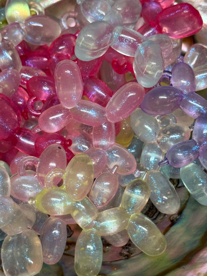 A6- (3PCS) 33mm Balloon Dog Mixed Colors UVAB Galaxy Iridescent Glitter Acrylic Beads For DIY
